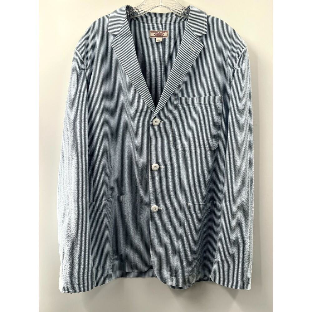 Wallace & Barnes Men's Blue White Cotton Striped Lightweight Coat Jackets Sz 44R